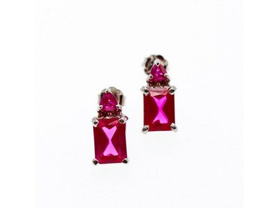 925 Sterling Silver Pink Topaz Stud Earrings
