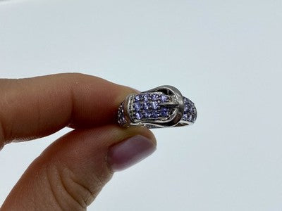 925 Sterling Silver CZ "Belt" Ring Size 6.5