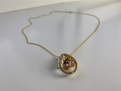 925 Sterling Silver Gold Plated CZ Chain With Pendant Italy