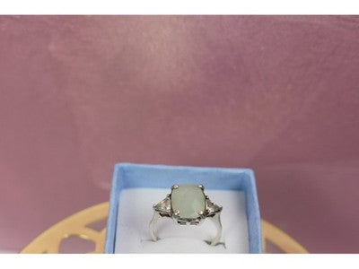 925 Sterling Silver Aventurine Ring Size 6.5