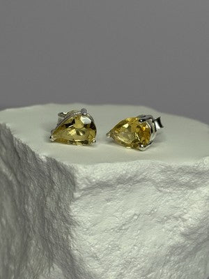 925 Sterling Silver Citrine Earrings Length 0.4 Inch