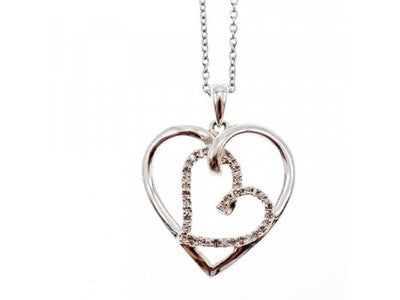 925 Sterling Silver White Sapphire "Hearts" Chain with Pendant