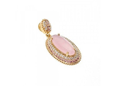 925 Sterling Silver Gold Plated Pink Alpanite & CZ Set