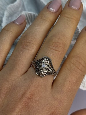 925 Sterling Silver Beryl Ring Size 8