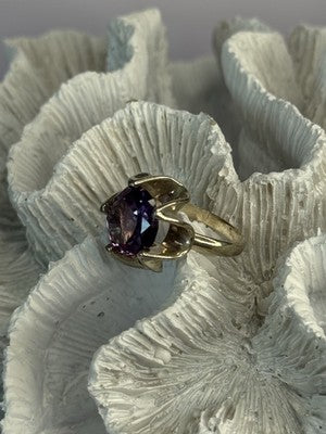 925 Sterling Silver Amethyst Ring Size 6.5