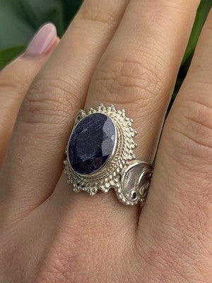 Vintage 925 Sterling Silver Sapphire Ring Size 9
