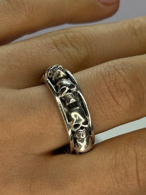 925 Sterling Silver Skull Custom Ring Size 10.5
