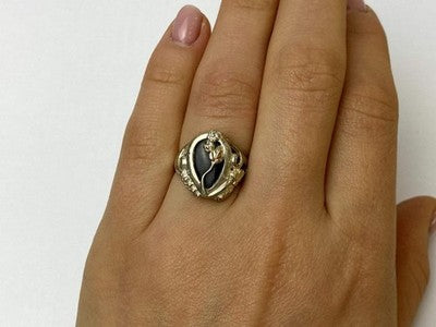 925 Sterling Silver Black Onyx Ring Size 6.5