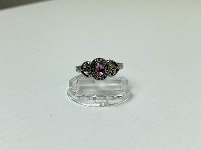 925 Sterling Silver Pink Topaz & Goshenite Ring Size 9.5
