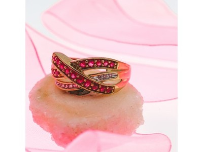 10K Yellow Gold Ruby & White Sapphire Ring Size 10