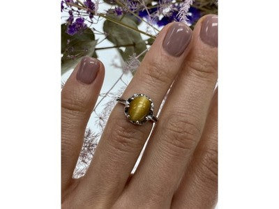 925 Sterling Silver Tiger'S Eye Ring Size 5.5