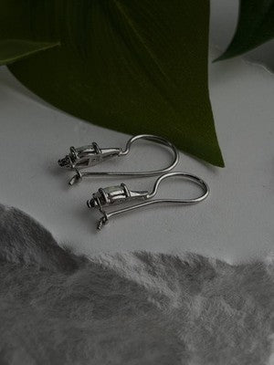 Art Deco Vintage 925 Sterling Silver Opal & Beryl Drop Earrings