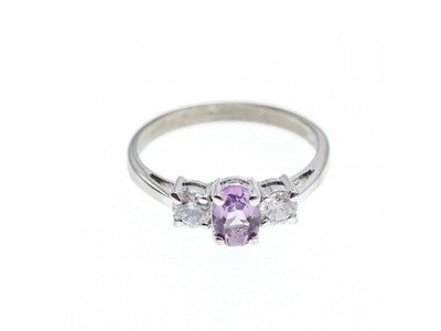 925 Sterling Silver Iolite & CZ Ring Size 9.5