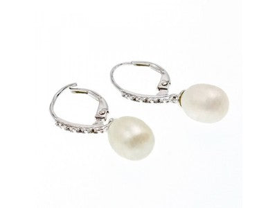 925 Sterling Silver Pearls & CZ Earrings
