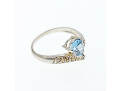 925 Sterling Silver Topaz & CZ Ring Size 9.5