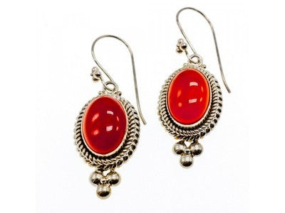 Vintage 925 Sterling Silver Agate Earrings