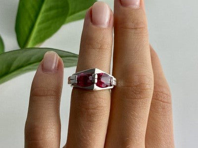 925 Sterling Silver Pink Spinel Ring Size 5.5