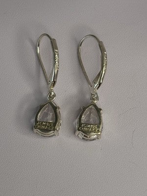 Shiny 925 Sterling Silver CZ Earrings Length 1 Inch