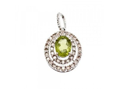 925 Sterling Silver Peridot & White Beryl Pendant