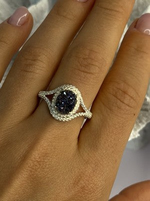 925 Sterling Silver Marcasite Ring Size 9.5