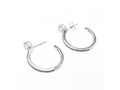 925 Sterling Silver CZ "Harmony" Hoop Earrings