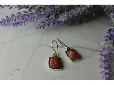 Vintage 925 Sterling Silver Red Jasper Earrings