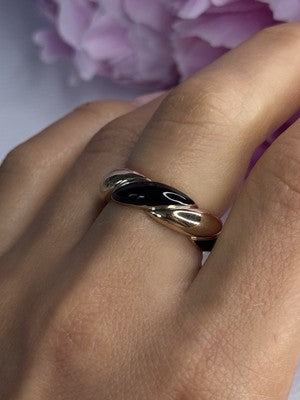 925 Sterling Silver Gold Plated Onyx Ring Size 8
