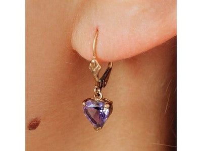 14K Yellow Gold Amethyst Earrings