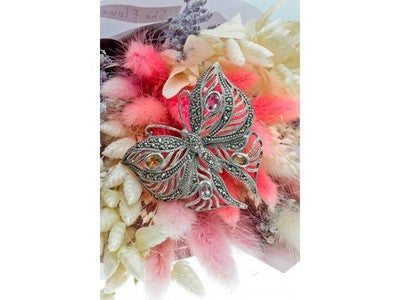 925 Sterling Silver Citrine, Topaz, Amethyst, Peridot & Marcasites Brooch