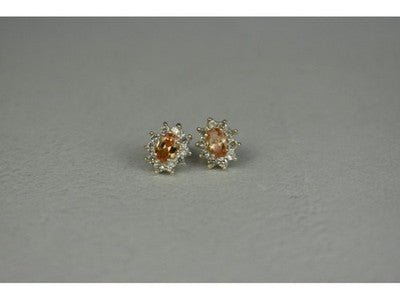 925 Sterling Silver Citrine & CZ "Spring Flowers" Earrings