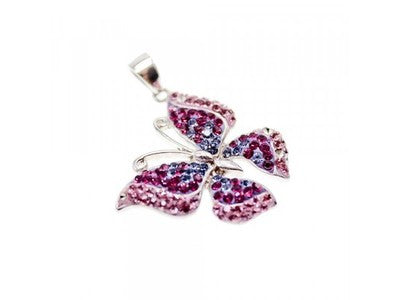 925 Sterling Silver Multicolor CZ "Butterfly" Pendant