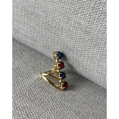 925 Sterling Silver Gold Plated Alpanite & CZ Ring Size 6.5