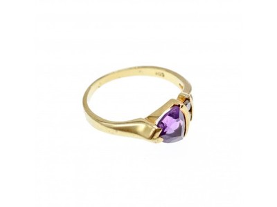 14K Yellow Gold Tourmaline & Diamonds Ring Size 3
