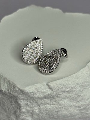 925 Sterling Silver Drop CZ Earrings Length 0.65 Inch