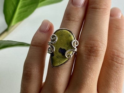 925 Sterling Silver Jasper Ring Size 5.5