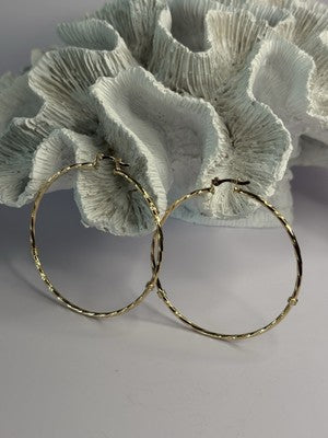 Large Hoop Gold Plated Earrings Length 2.40 Inch