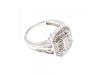 925 Sterling Silver Diamonds Ring Size 8