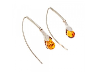 925 Sterling Silver Amber Earrings