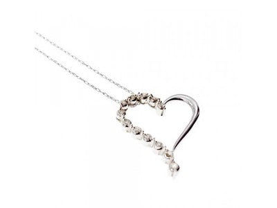 10K White Gold Diamonds Heart Chain With Pendant