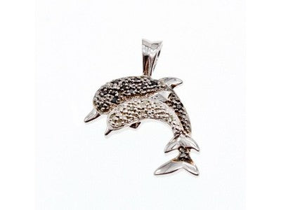 925 Sterling Silver Spinel Dolphins Pendant