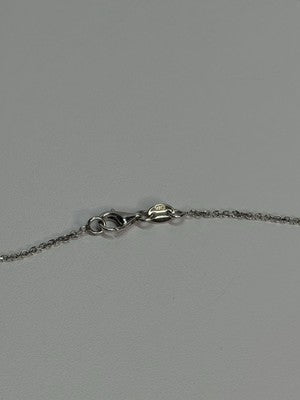 14K WHITE GOLD HESSONITE & DIAMOND NECKLACE LENGTH 18 INCH