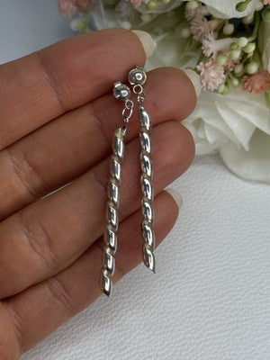 Art Design 925 Sterling Silver Earrings Length 2 Inch