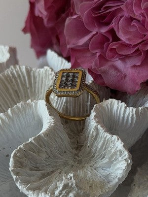 925 Sterling Silver Gold Plated Tanzanite & Beryl Ring Size 8