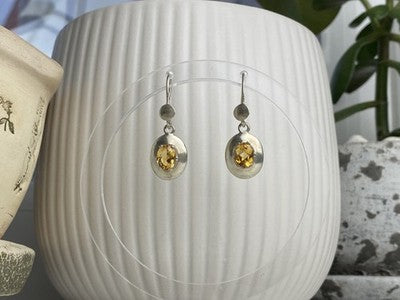 925 Sterling Silver Yellow Tourmaline Earrings