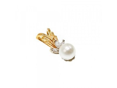 14 K Yellow Gold Pearl & Sapphires Pendant