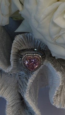 Romantic 925 Sterling Silver Pink Heart Topaz Ring Size 9
