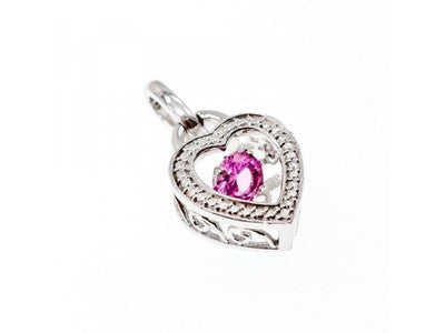 925 Sterling Silver Pink CZ "Heart" Pendant