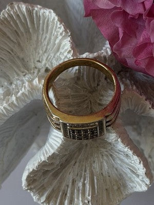 Mens 925 Sterling Silver White & Brown Tourmaline Ring Size 10.5