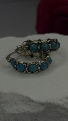 Vintage 925 Sterling Silver Blue Turquoise Earrings
