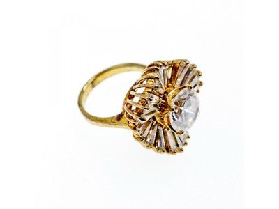 925 Sterling Silver Gold Plated CZ Ring Size 5.5